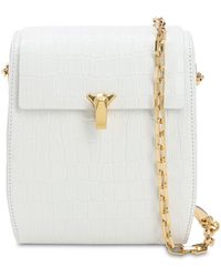the VOLON Po Box Croc Embossed Leather Bag - White