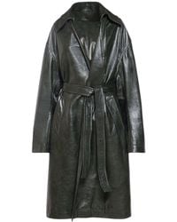 Bottega Veneta - Shiny Leather Kimono Belted Coat - Lyst