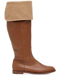 Max Mara 20mm Brigg Fold-over Leather Tall Boots - Brown