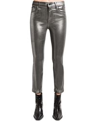 J Brand Ruby Verkürzte, Hoch Sitzende Jeans Mit Schmalem Bein Und Metallic-beschichtung - Mettallic