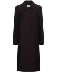 Low Classic - Mujer Abrigo Largo De Sarga De Lana Negro/Púrpura - Lyst