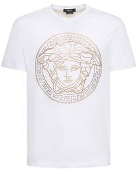 Versace - T-Shirt Taylor Fit Medusa Strass - Lyst