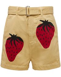 JW Anderson Strawberry Cotton Chino Shorts - Red