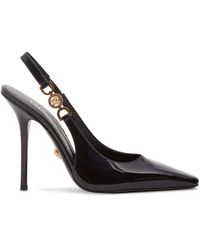 Versace - 110Mm Patent Leather Slingback Heels - Lyst