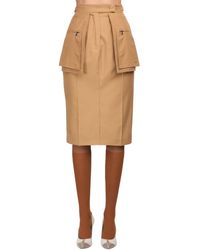 Max Mara High Waist Cotton Twill Skirt W/ Pockets - Brown