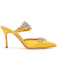 Manolo Blahnik - 90mm Lurum Satin Mules - Lyst