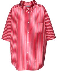 Balenciaga Bluse Aus Baumwollpopeline Mit Streifen - Rot
