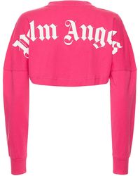 Palm Angels T-shirt cropped in cotone con logo - Rosa