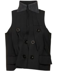 Sacai - Pleated Double Breast Tailored Vest - Lyst