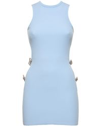 Mach & Mach - Embellished Stretch Knit Mini Dress - Lyst
