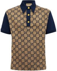 Gucci - Monogram Contrast-trim Silk And Cotton-blend Polo Shirt - Lyst