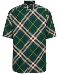 Burberry - Camicia in cotone check con logo - Lyst