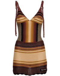 The Attico - Damen Minikleid Aus Häkelei Mit Druck - Lyst