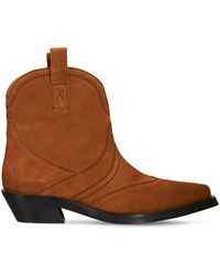 Ganni 40mm Suede Western Ankle Boots - Brown