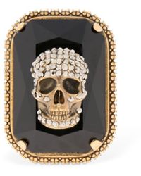 Alexander McQueen Gemstone Skull Ring - Metallic