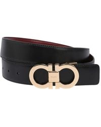 Ferragamo 35mm Breiter, Wendbarer Ledergürtel - Schwarz