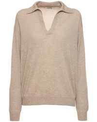 AURALEE - Fine Cashmere & Silk Knit Polo Sweater - Lyst