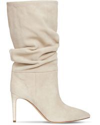 Paris Texas 85mm Slouchy Suede Boots - White