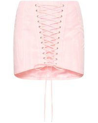 Alessandra Rich - Lace-Up Moiré Mini Skirt - Lyst