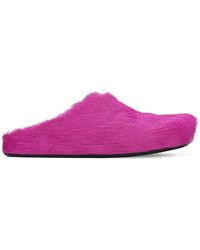 Herren Schuhe Slipper Pantoletten Marni Leder Loafers Aus Leder Mit Langem Haar in Pink für Herren 