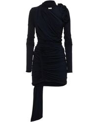 Magda Butrym - Draped Jersey Mini Dress W/Scarf - Lyst