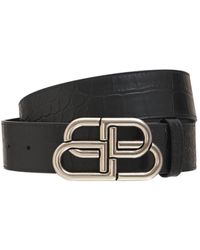 Balenciaga - Logo Leather Belt W/ Logo Buckle - Lyst