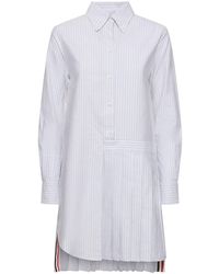 Thom Browne - Striped Oxford Cotton Mini Dress - Lyst