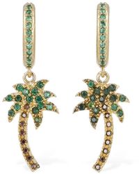 Palm Angels - Palm Crystal & Brass Hoop Earrings - Lyst
