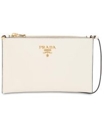 Prada Schultertasche Aus Saffianoleder - Weiß