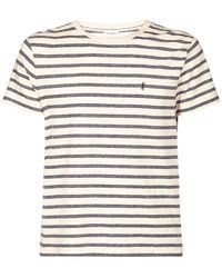 Saint Laurent - Striped Monogram Cotton Jersey T-shirt - Lyst