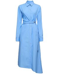 MSGM - Poplin Midi Shirt Dress W/belt - Lyst