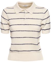 Aspesi - Striped Knit Short Sleeve Polo Top - Lyst