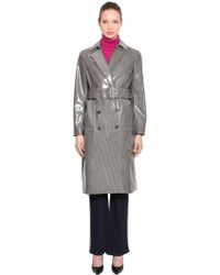 Calvin Klein Trench In Misto Di Lana Check Spalmato - Grigio