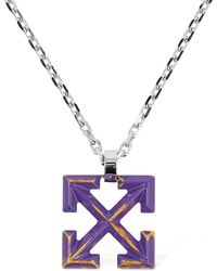 Off-White c/o Virgil Abloh Craquelé Arrow Pendant Necklace - Purple
