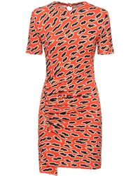 Rabanne - Printed Jersey Side Drape Mini Dress - Lyst