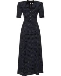 Alessandra Rich - Polka Dot Silk Short Sleeve Long Dress - Lyst