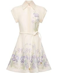 Zimmermann - Natura Belted Linen Silk Mini Dress - Lyst