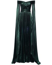 Zuhair Murad Vestito In Lurex Plissé - Verde