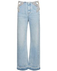 Stella McCartney - Embellished Cotton Denim Straight Jeans - Lyst