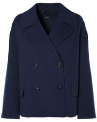 Max Mara - Cape Wool Double Breasted Jacket - Lyst
