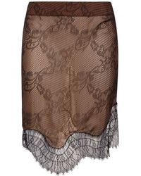 Tom Ford - High Rise Midi Skirt W/ Lace - Lyst
