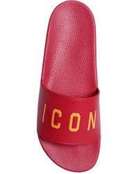 DSquared² Pantoletten mit "Icon"-Schriftzug - Rot