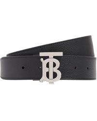 Burberry - Cintura in pelle con logo tb 35mm - Lyst
