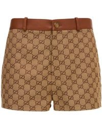 Gucci - Logo Cotton Mini Shorts W/ Leather - Lyst