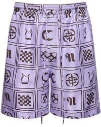 Nanushka - Printed Silk Twill Boxer Shorts - Lyst