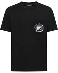 Dolce & Gabbana - T-Shirt Aus Baumwolle Mit Logostickerei Dg Milano - Lyst