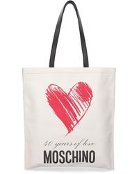 Moschino - Borsa shopping in pelle con logo - Lyst