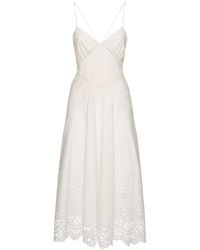 Self-Portrait - Embroidered Cotton Midi Dress - Lyst