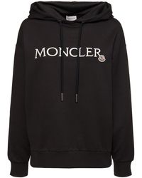 Moncler - Embroidered Logo Cotton Jersey Hoodie - Lyst