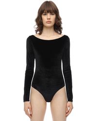 Oséree Langärmeliger Badenazug Aus Samt - Schwarz